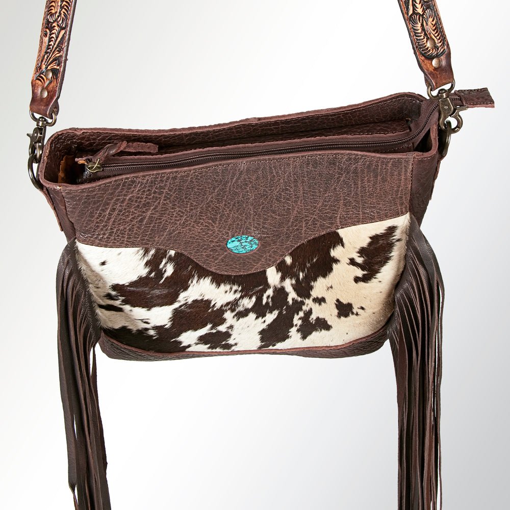 American Darling Large Crossbody Hand Tooled Hair-On Genuine Leather