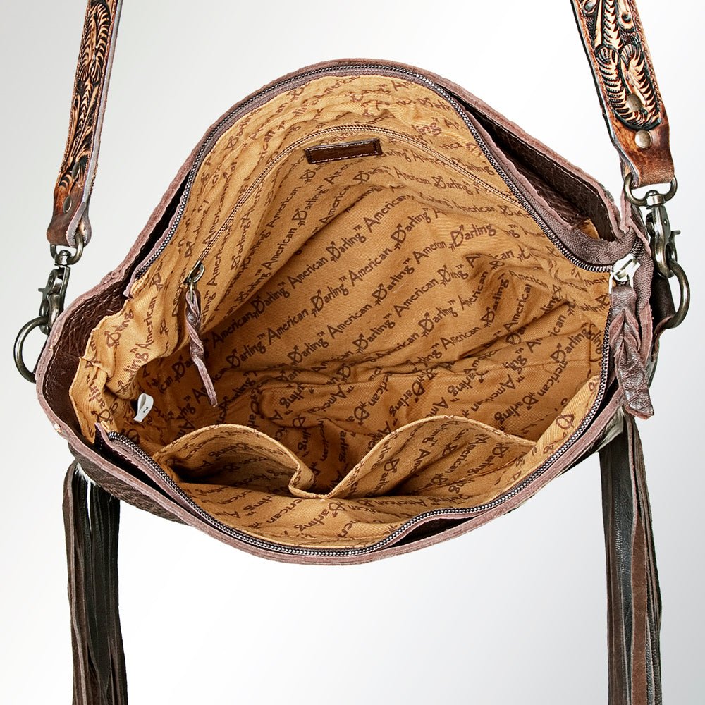 American Darling Large Crossbody Hand Tooled Hair-On Genuine Leather