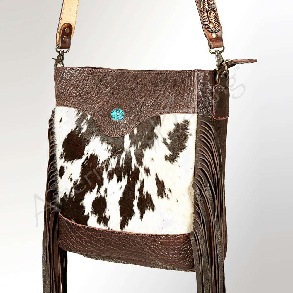 American Darling Large Crossbody Hand Tooled Hair-On Genuine Leather