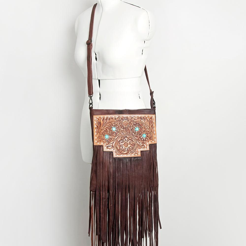 American Darling Hand-Tooled Genuine Leather Crossbody Bag