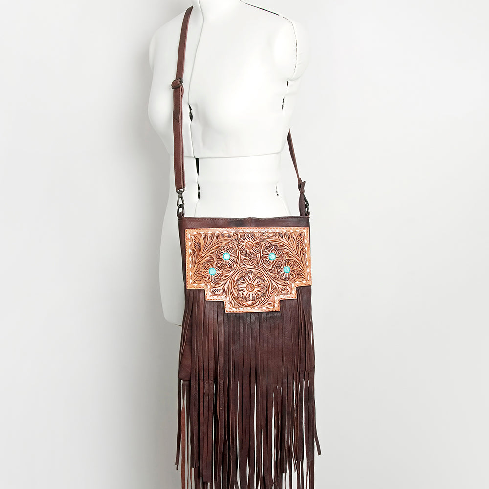 American Darling Messenger Hand Tooled Full Grain Genuine Leather Western Women Bag Handbag Purse | Crossbody for Cute