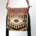 Large Crossbody Bag With Tooled Saddle Blanket Genuine Leather