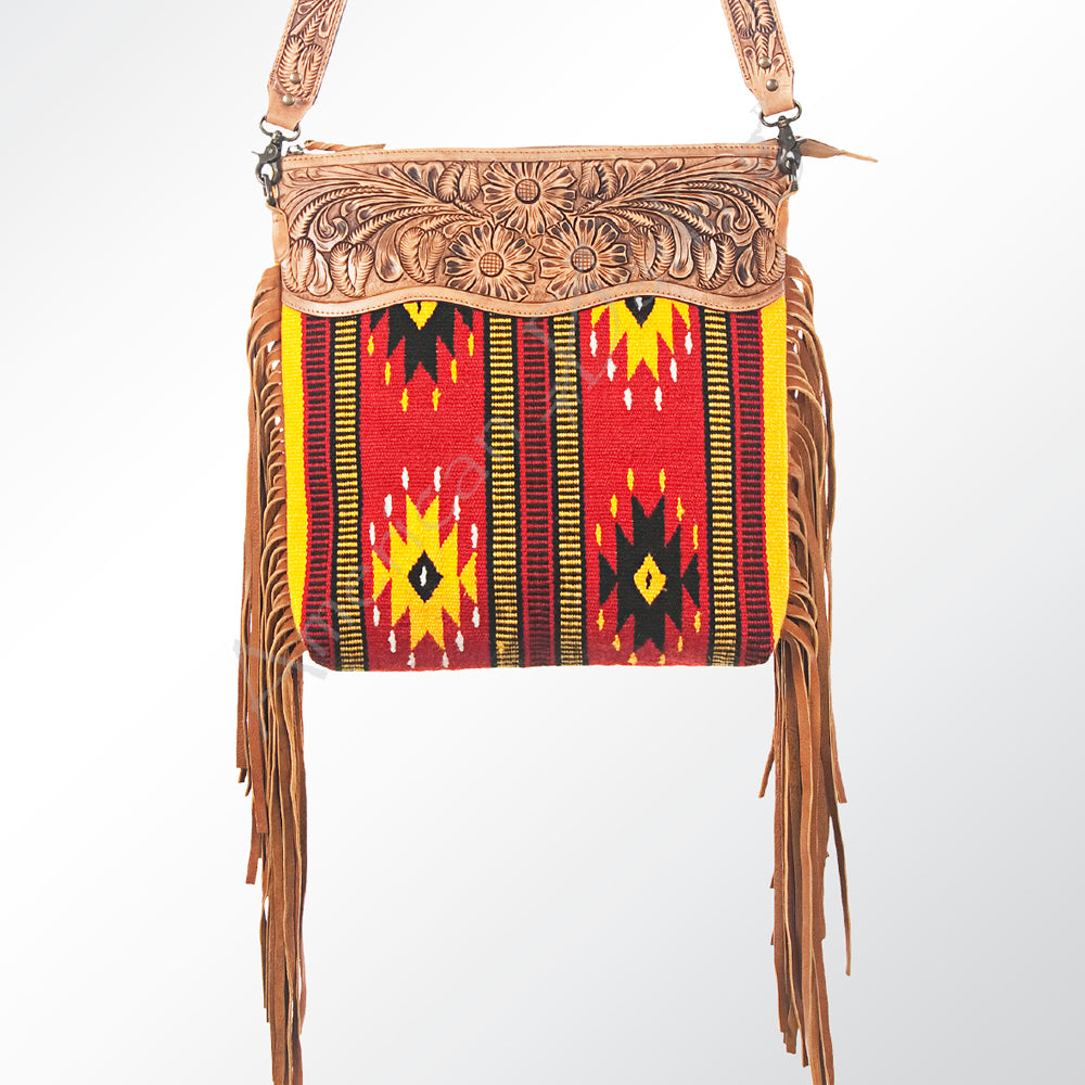 American Darling Hand-Tooled Saddle Blanket Leather Crossbody Bag