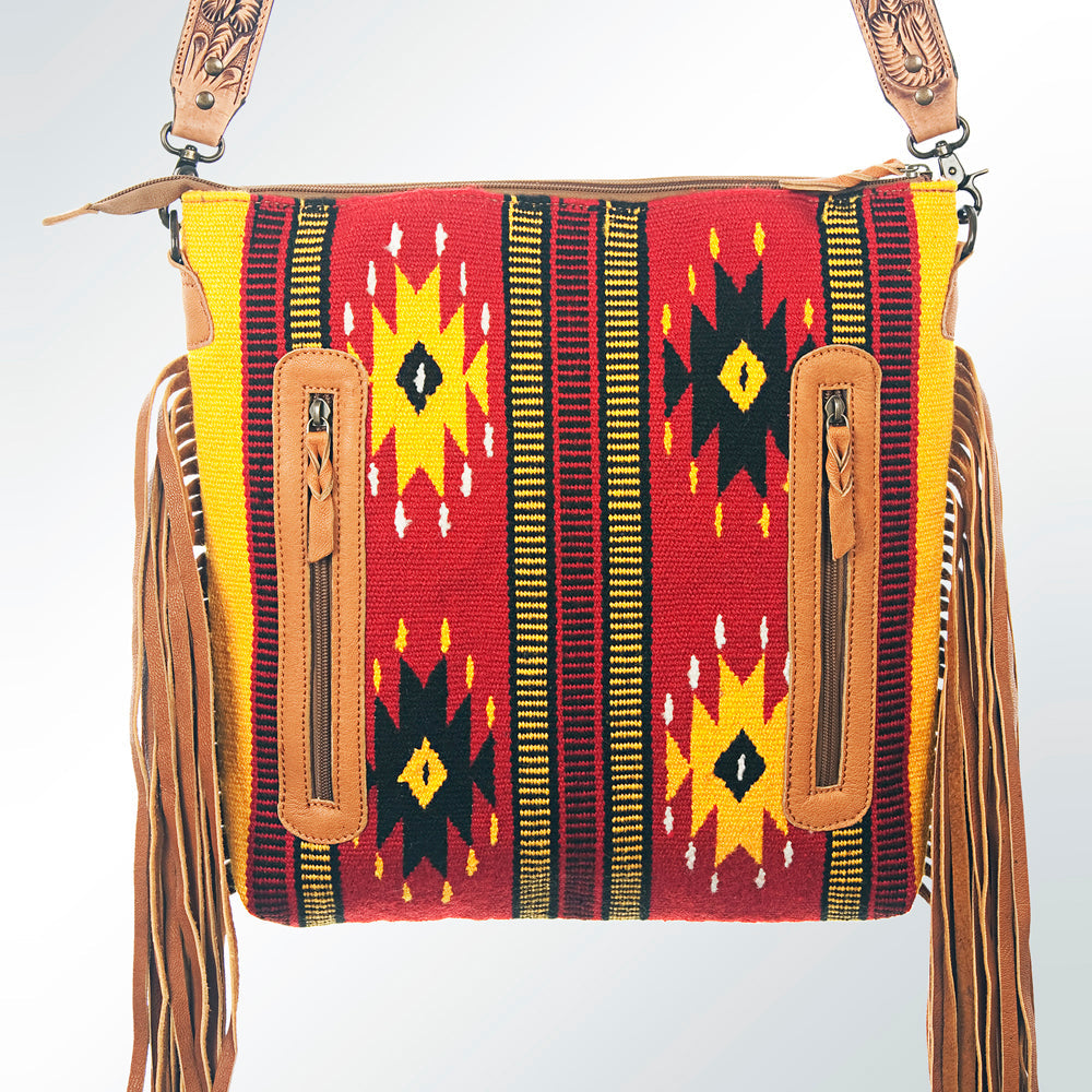 American Darling Hand-Tooled Saddle Blanket Leather Crossbody Bag