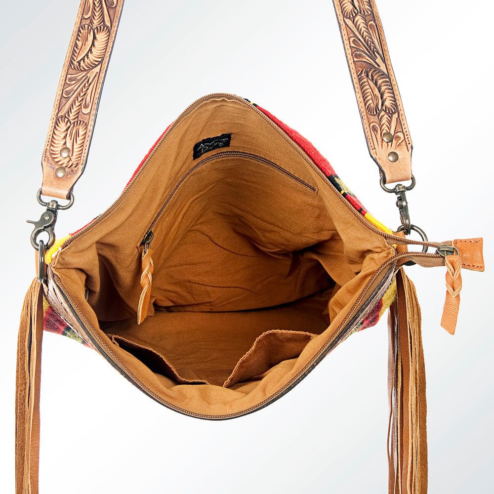American Darling Hand-Tooled Saddle Blanket Leather Crossbody Bag