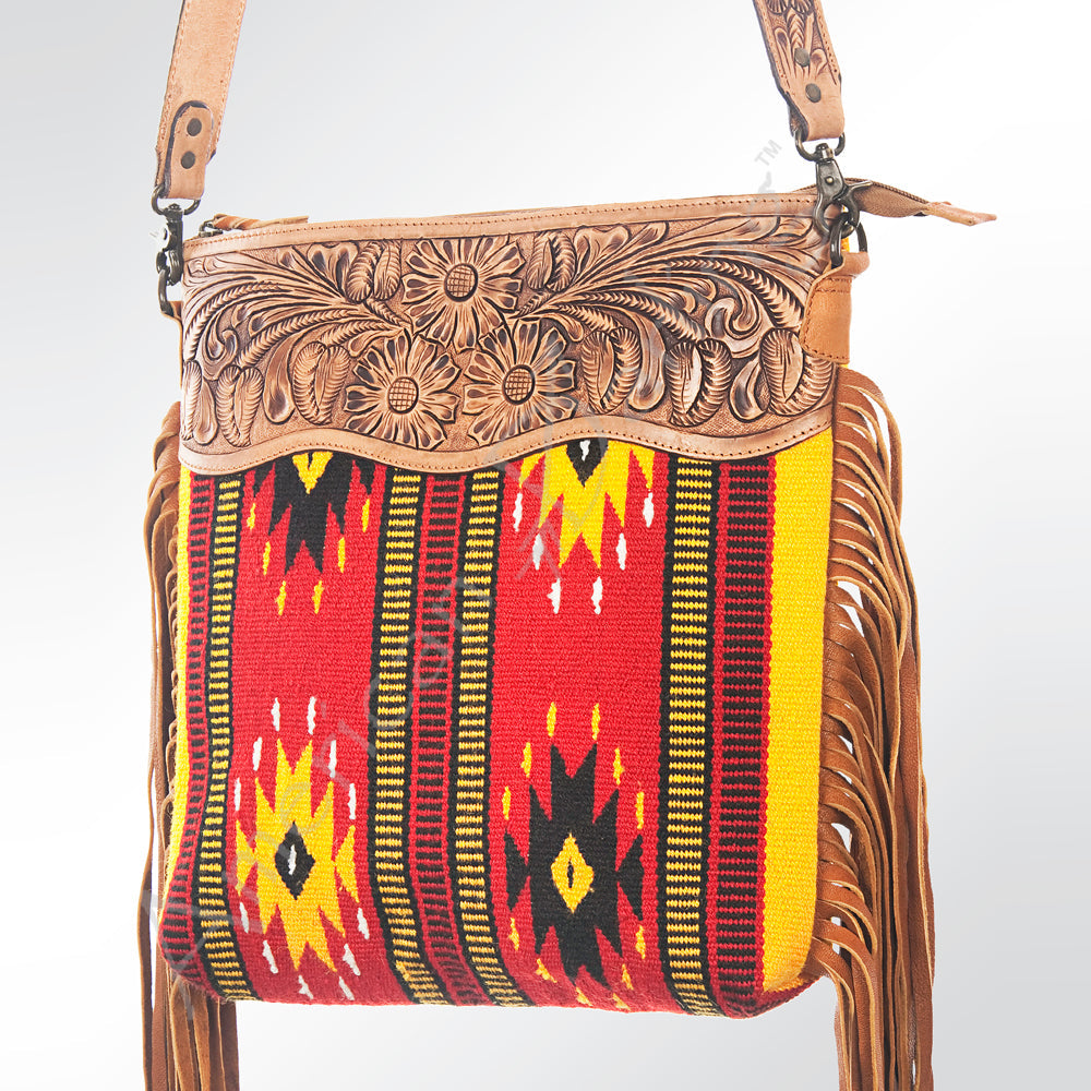 American Darling Hand-Tooled Saddle Blanket Leather Crossbody Bag