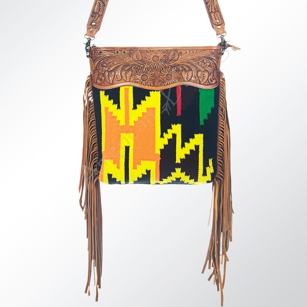 American Darling Hand-Tooled Saddle Blanket Leather Crossbody Bag