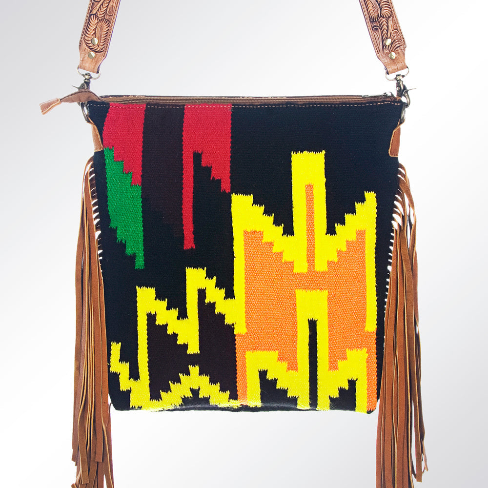 American Darling Hand-Tooled Saddle Blanket Leather Crossbody Bag