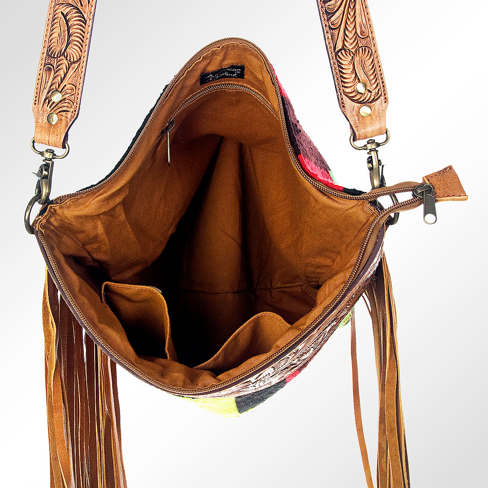 American Darling Hand-Tooled Saddle Blanket Leather Crossbody Bag