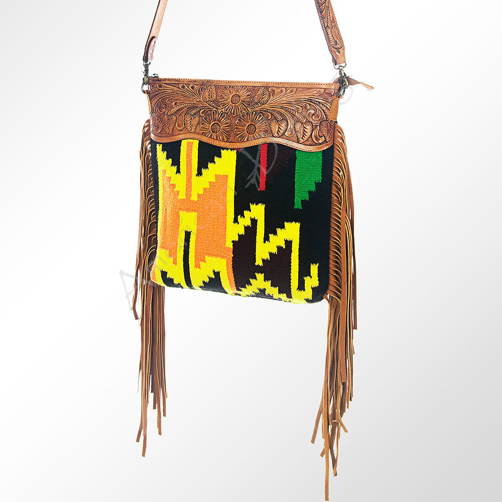 American Darling Hand-Tooled Saddle Blanket Leather Crossbody Bag