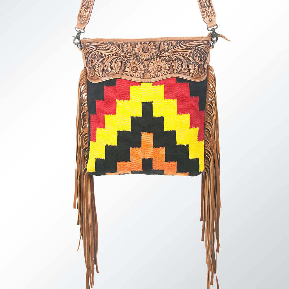 American Darling Hand-Tooled Saddle Blanket Leather Messenger Bag