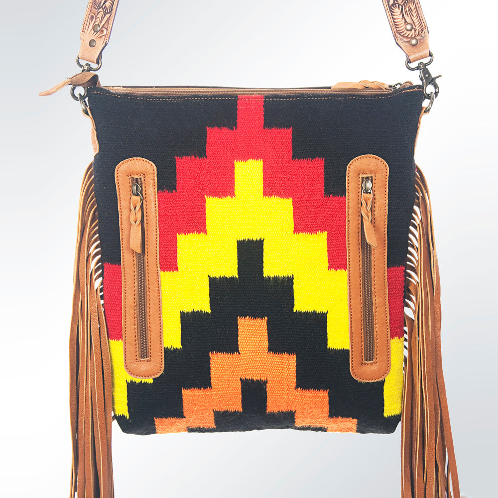 American Darling Hand-Tooled Saddle Blanket Leather Messenger Bag