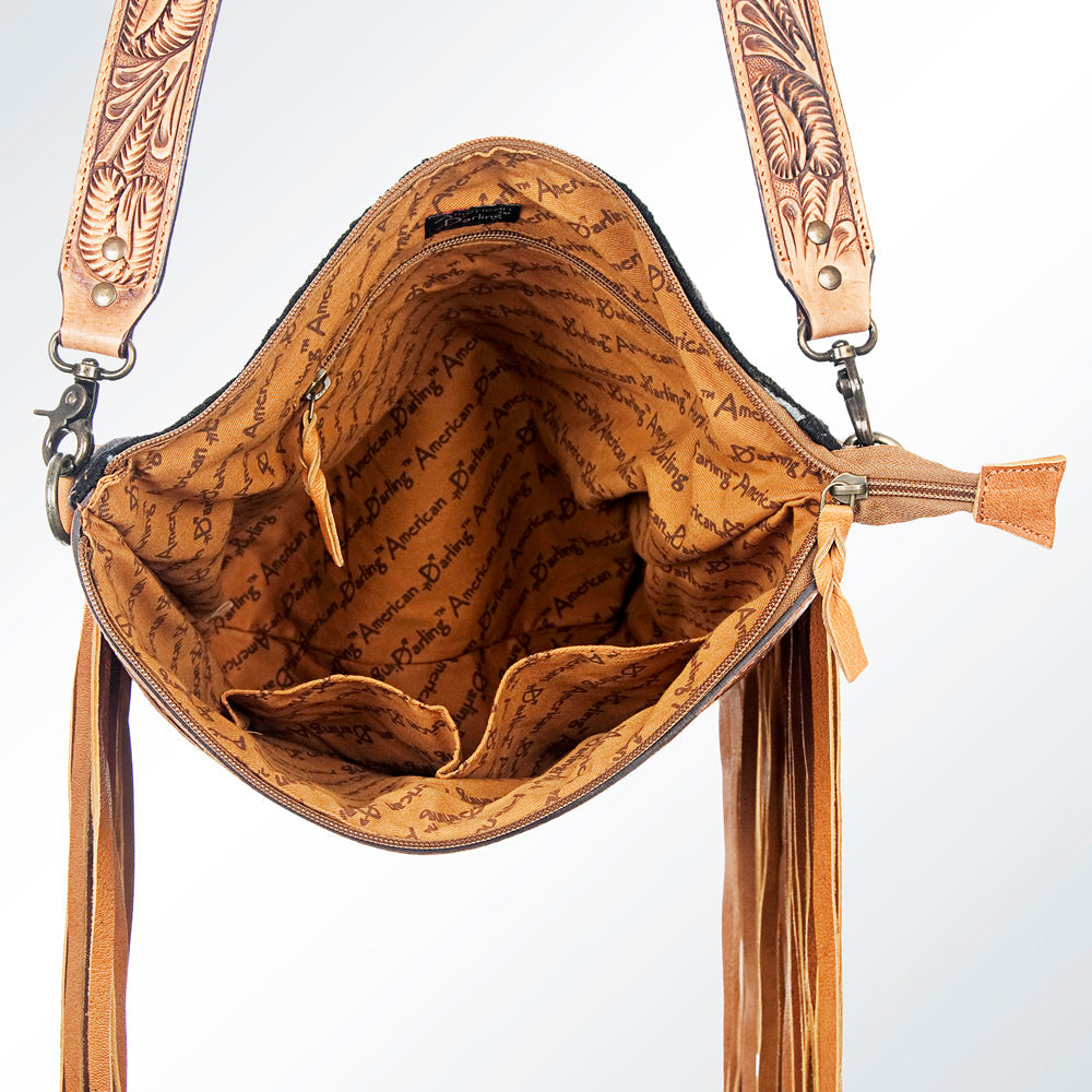 American Darling Hand-Tooled Saddle Blanket Leather Messenger Bag