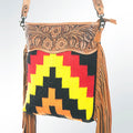 American Darling Hand-Tooled Saddle Blanket Leather Messenger Bag