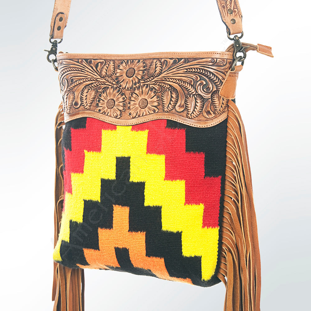 American Darling Hand-Tooled Saddle Blanket Leather Messenger Bag