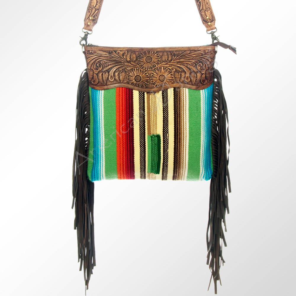 American Darling Hand-Tooled Saddle Blanket Leather Messenger Bag