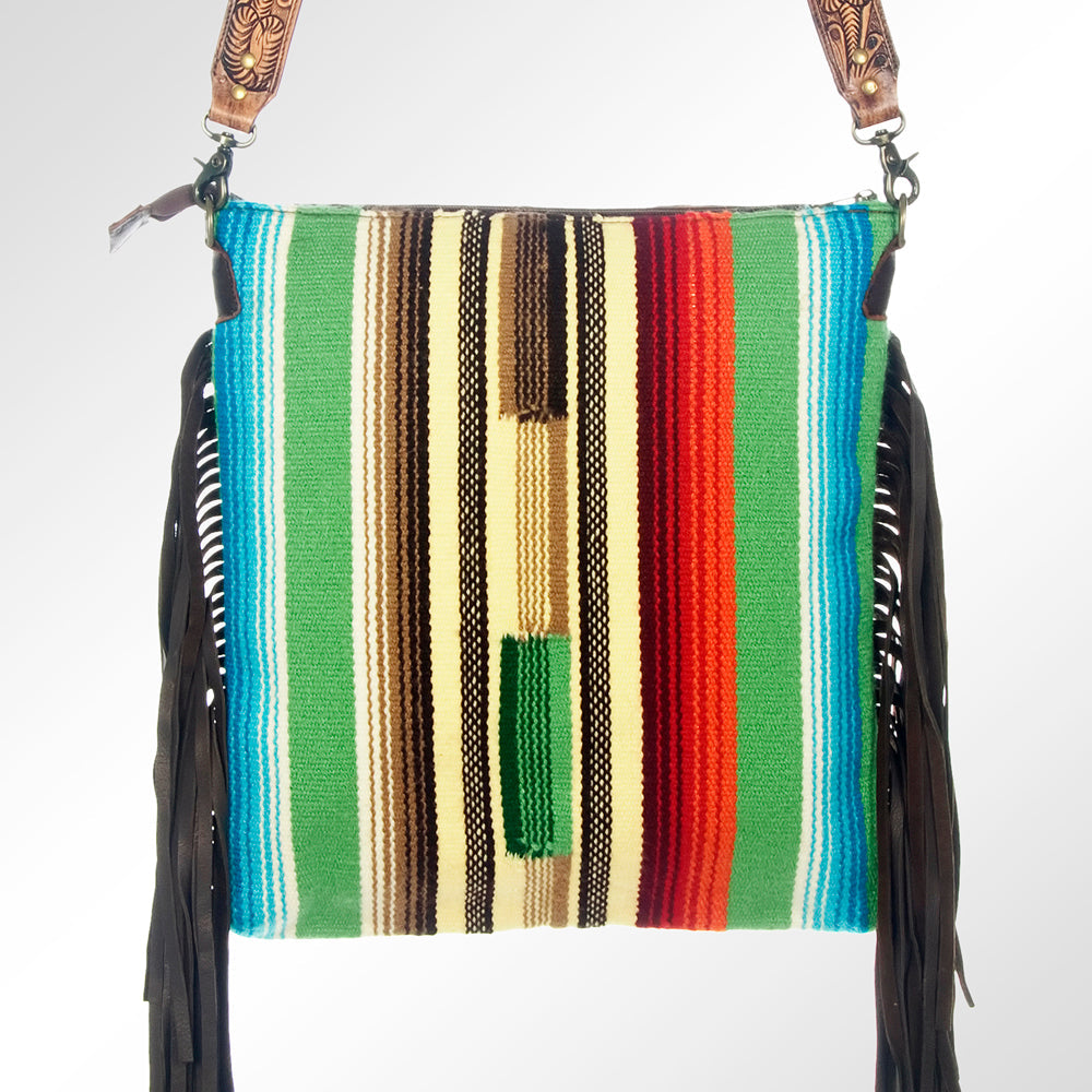 American Darling Hand-Tooled Saddle Blanket Leather Messenger Bag