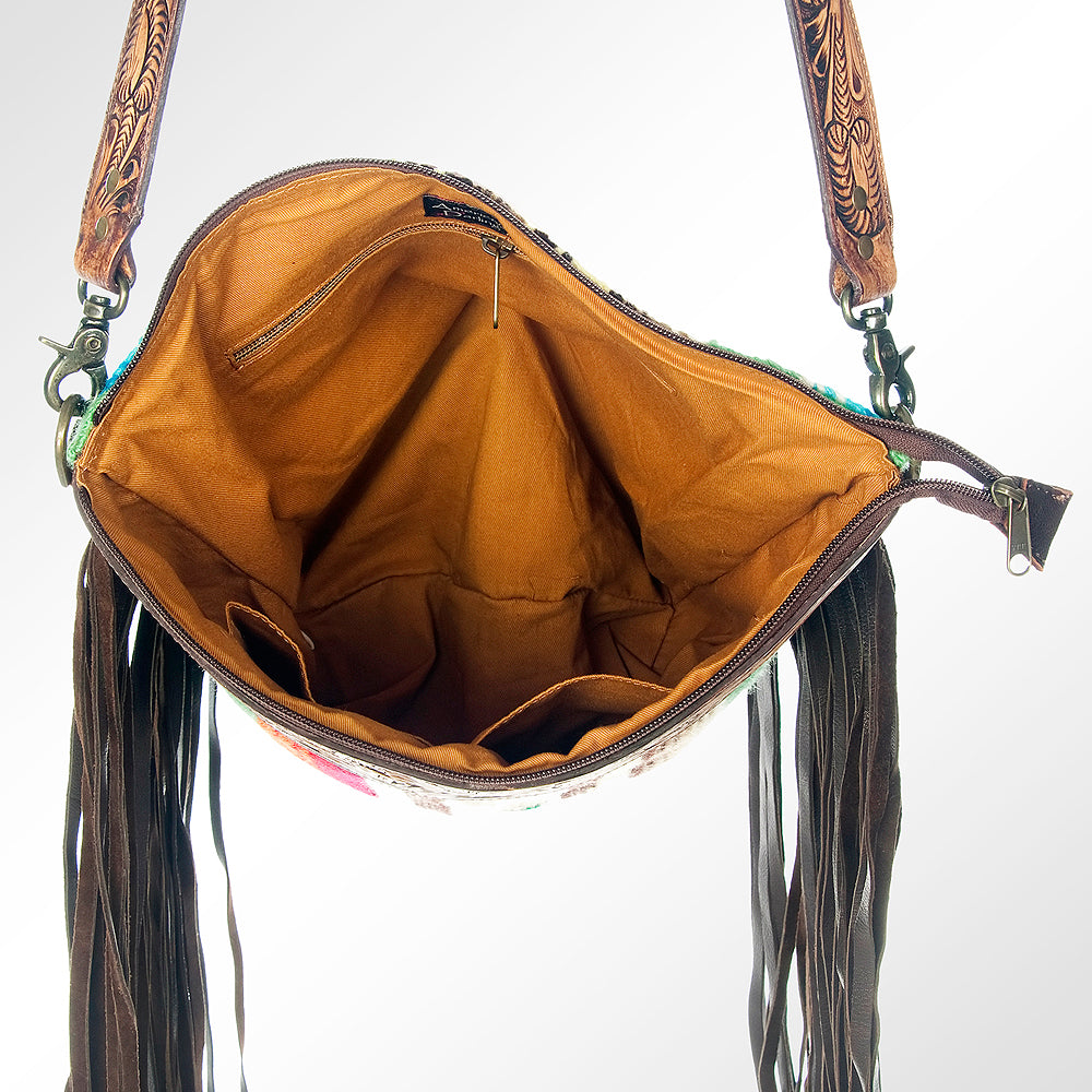 American Darling Hand-Tooled Saddle Blanket Leather Messenger Bag