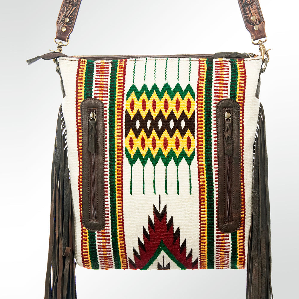 American Darling Hand-Tooled Saddle Blanket Leather Messenger Bag