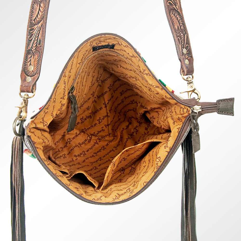 American Darling Hand-Tooled Saddle Blanket Leather Messenger Bag