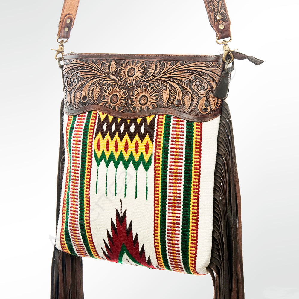 American Darling Hand-Tooled Saddle Blanket Leather Messenger Bag