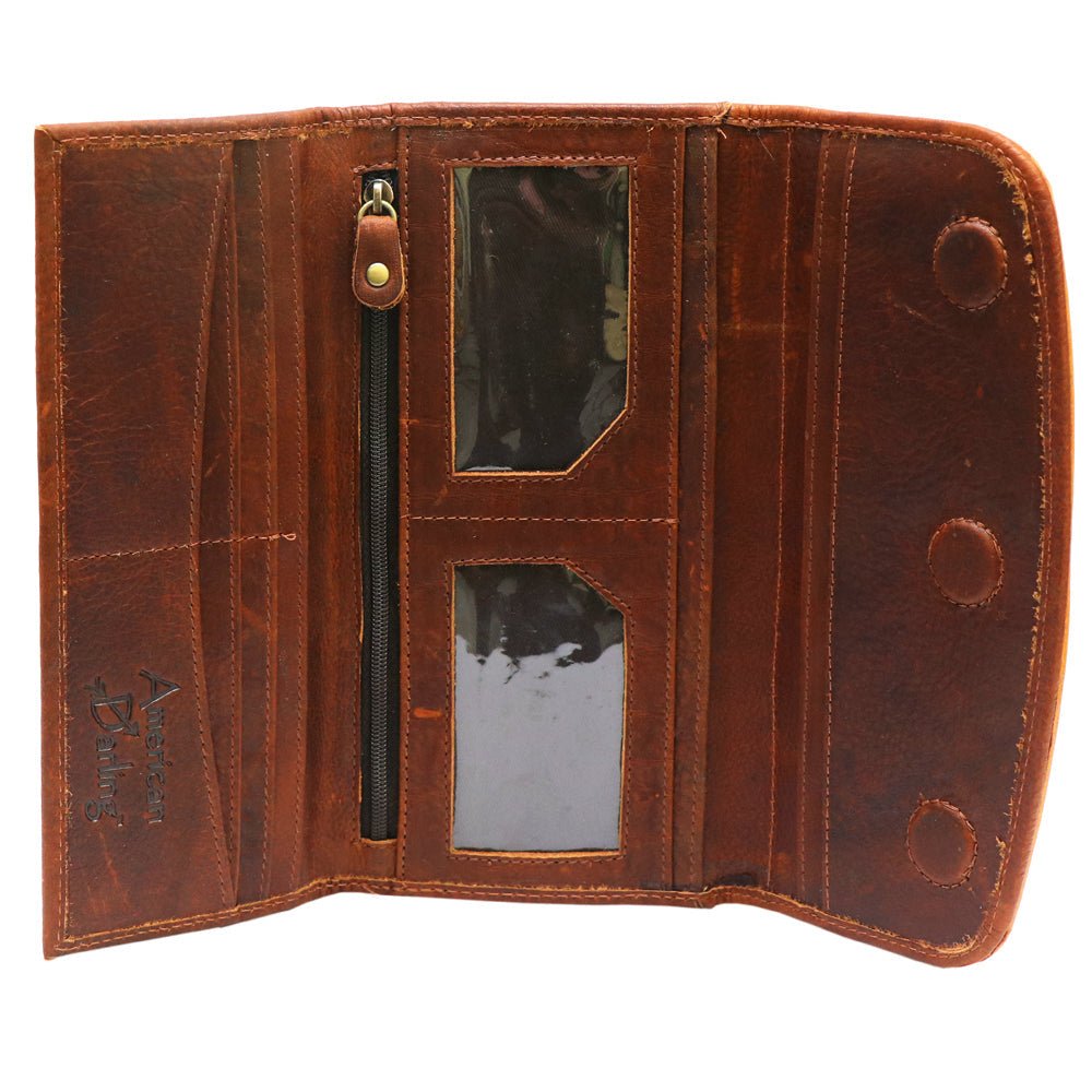 American Darling Wallet Hair on Full Grain Genuine Leather Western Women Bag | Handbag Purse Travel Clutch