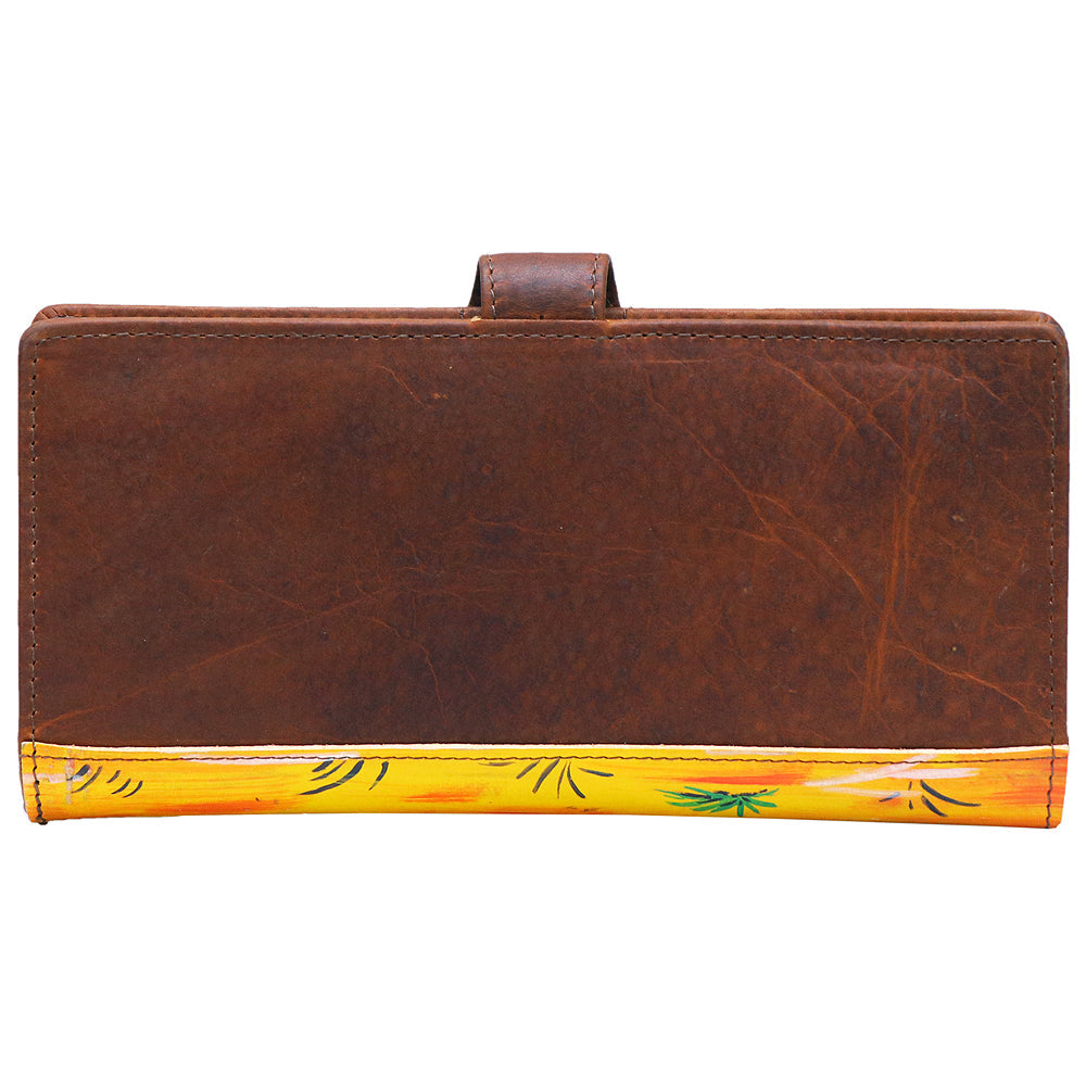 American Darling Wristlet Bag, Hand-Painted Genuine Leather, Western Vegetable Tanned Full Grain Leather Wallet Bag