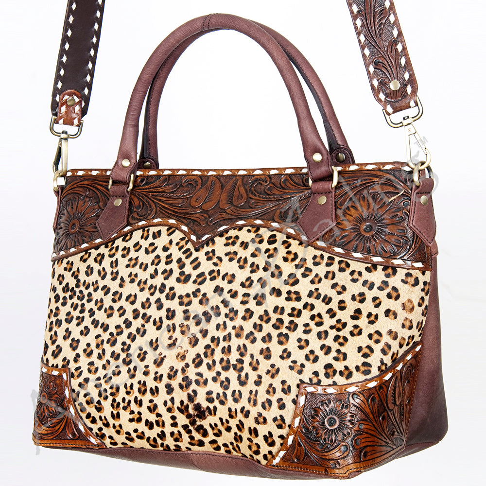 American Darling Tote Hand Tooled Hair on Genuine Leather Western Women Bag Handbag Purse | Travel Bags College Casual
