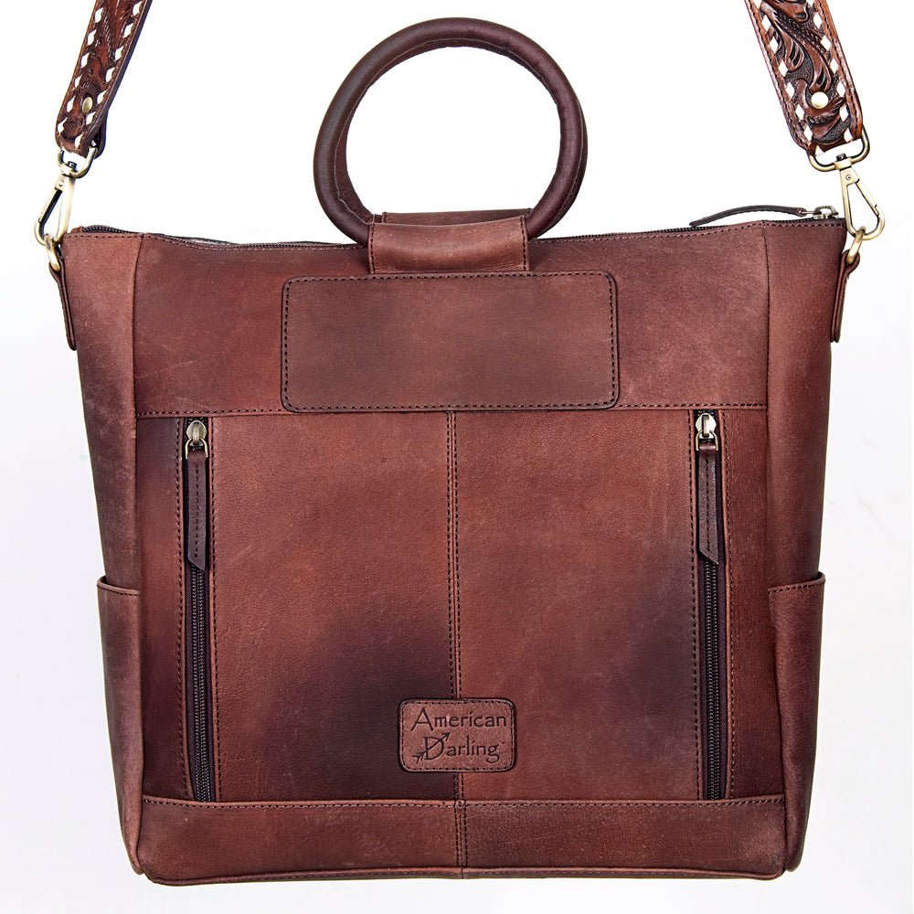American Darling Tote Hand Tooled Hair-On Genuine Leather