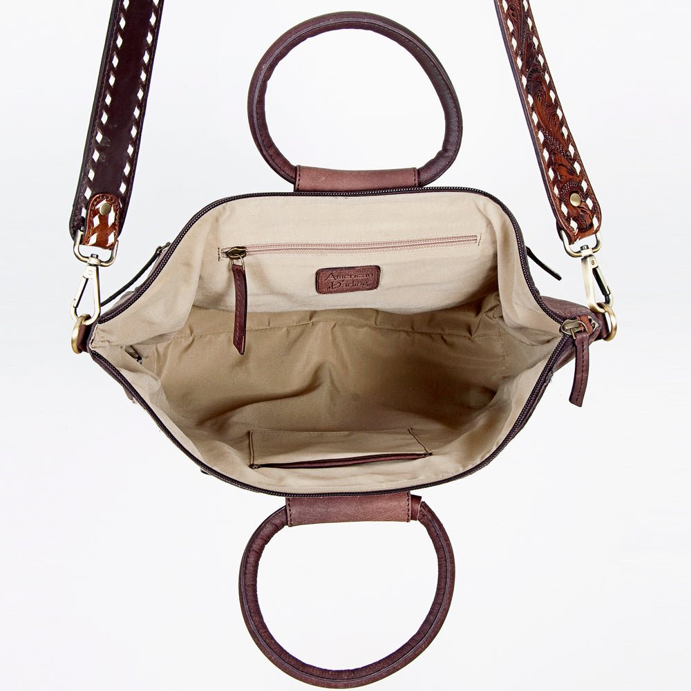 American Darling Tote Hand Tooled Hair-On Genuine Leather