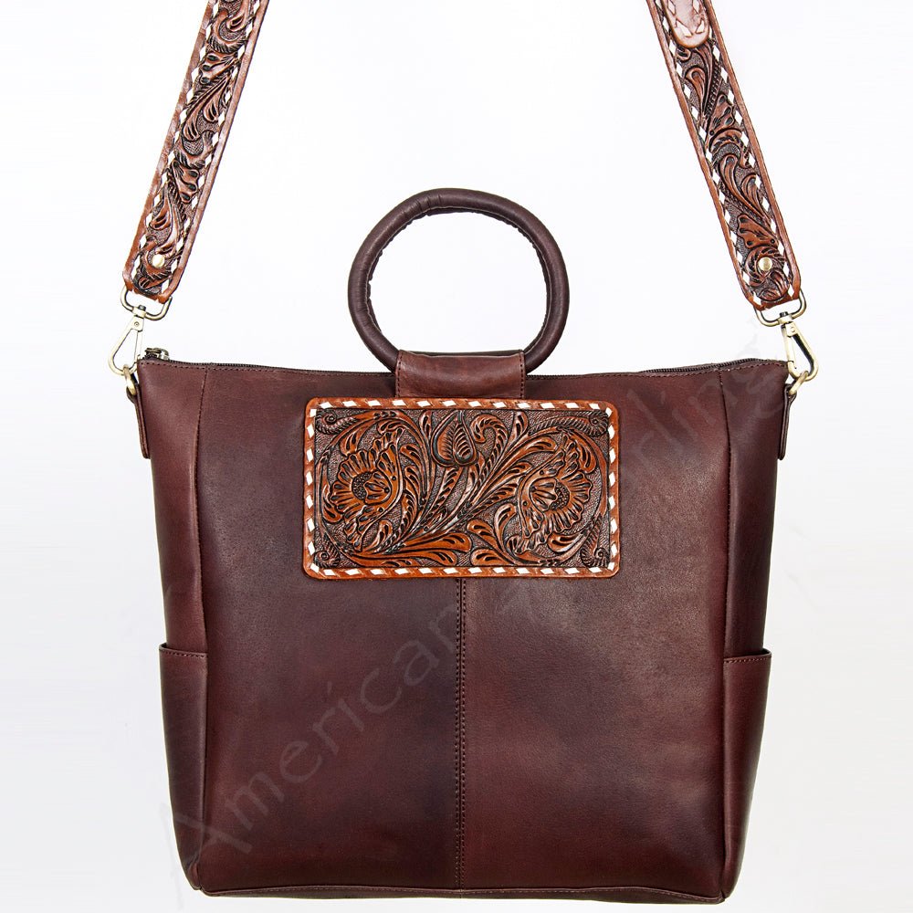 American Darling Tote Hand Tooled Hair-On Genuine Leather