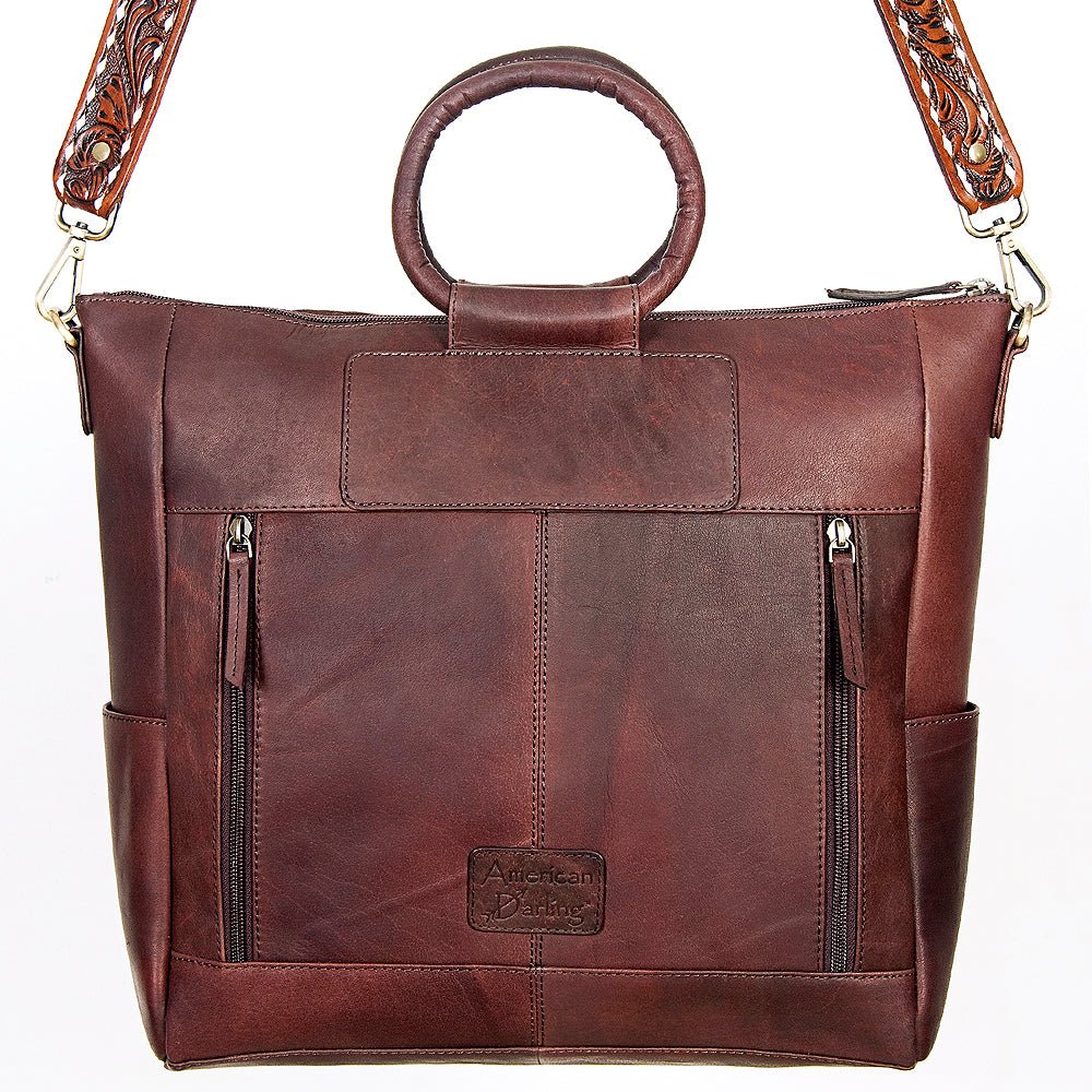 American Darling Tote Hand Tooled Hair-On Genuine Leather