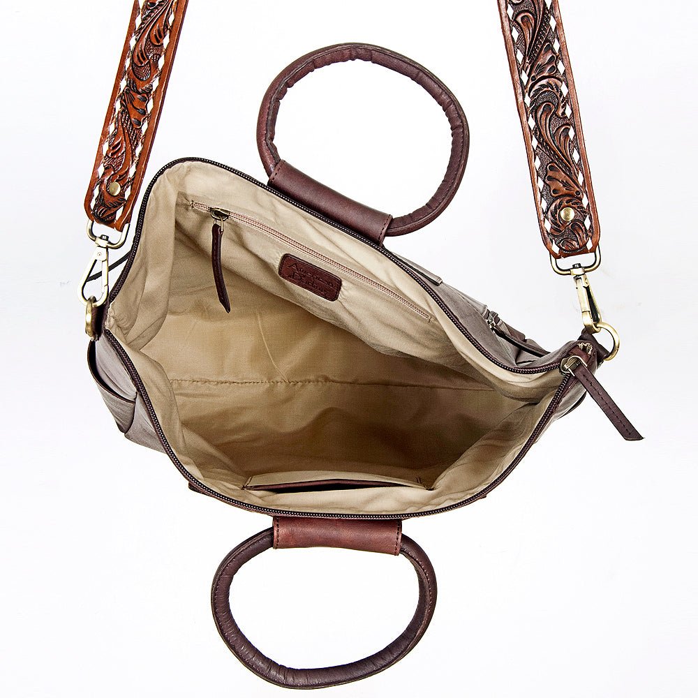 American Darling Tote Hand Tooled Hair-On Genuine Leather