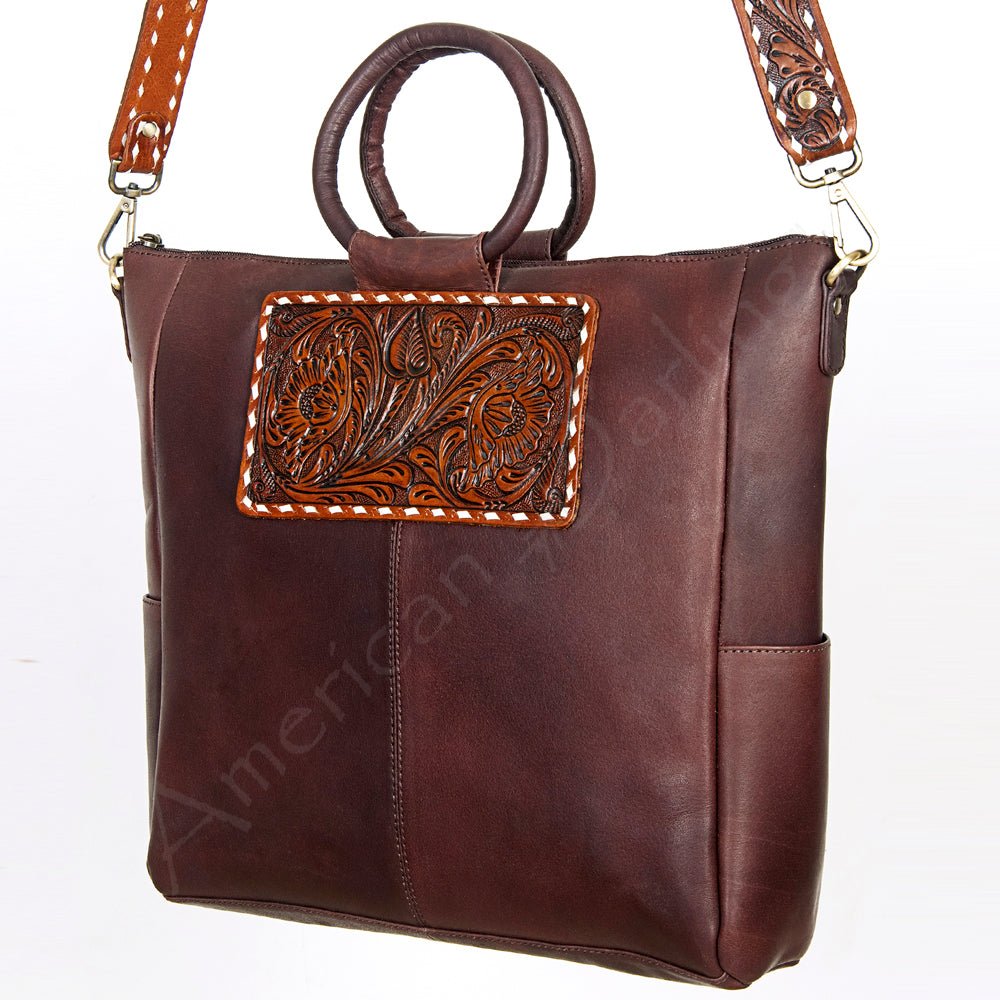 American Darling Tote Hand Tooled Hair-On Genuine Leather