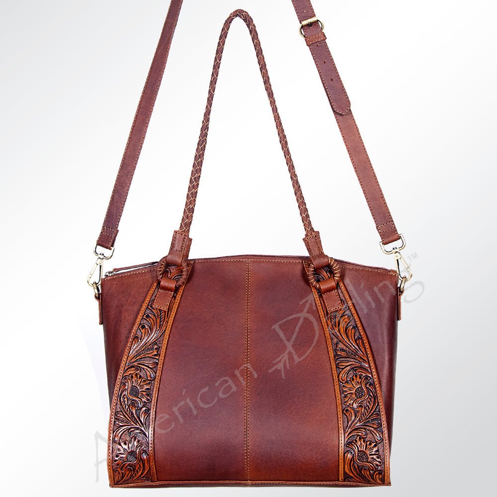 American Darling Tote Hand Tooled Genuine Leather