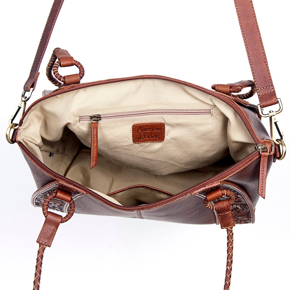 American Darling Tote Hand Tooled Genuine Leather