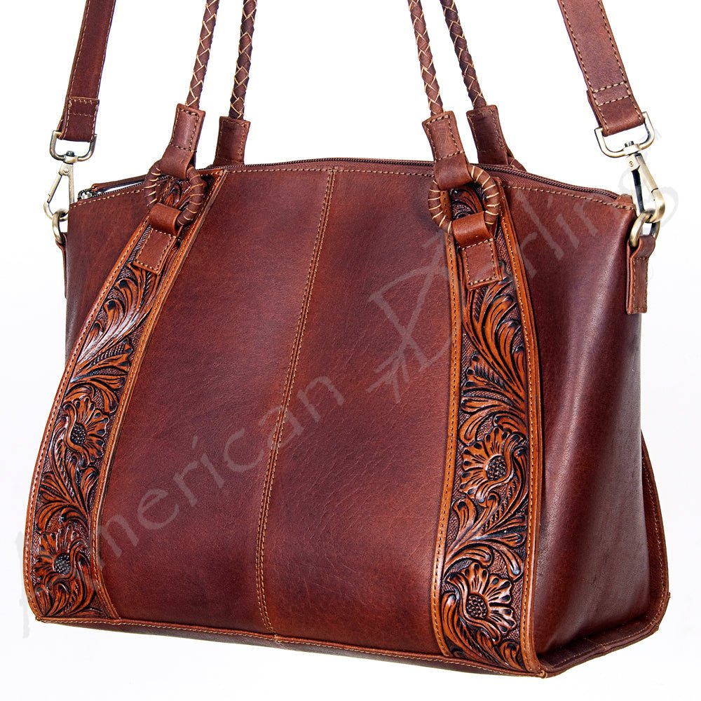 American Darling Tote Hand Tooled Genuine Leather