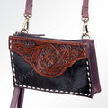 American Darling Hand-Tooled Hair-On Genuine Leather Crossbody Bag