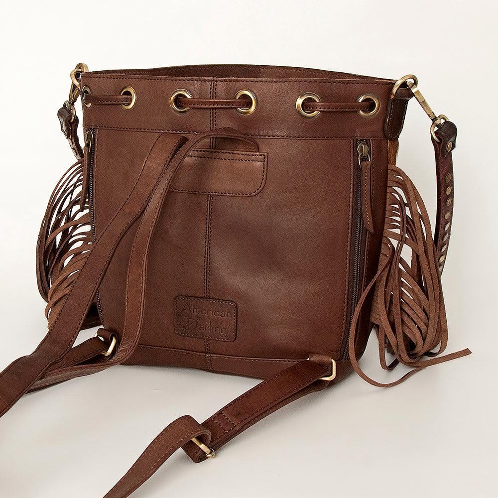 American Darling Hand-Tooled Hair-On Leather Bucket Bag