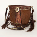 American Darling Hand-Tooled Hair-On Leather Bucket Bag