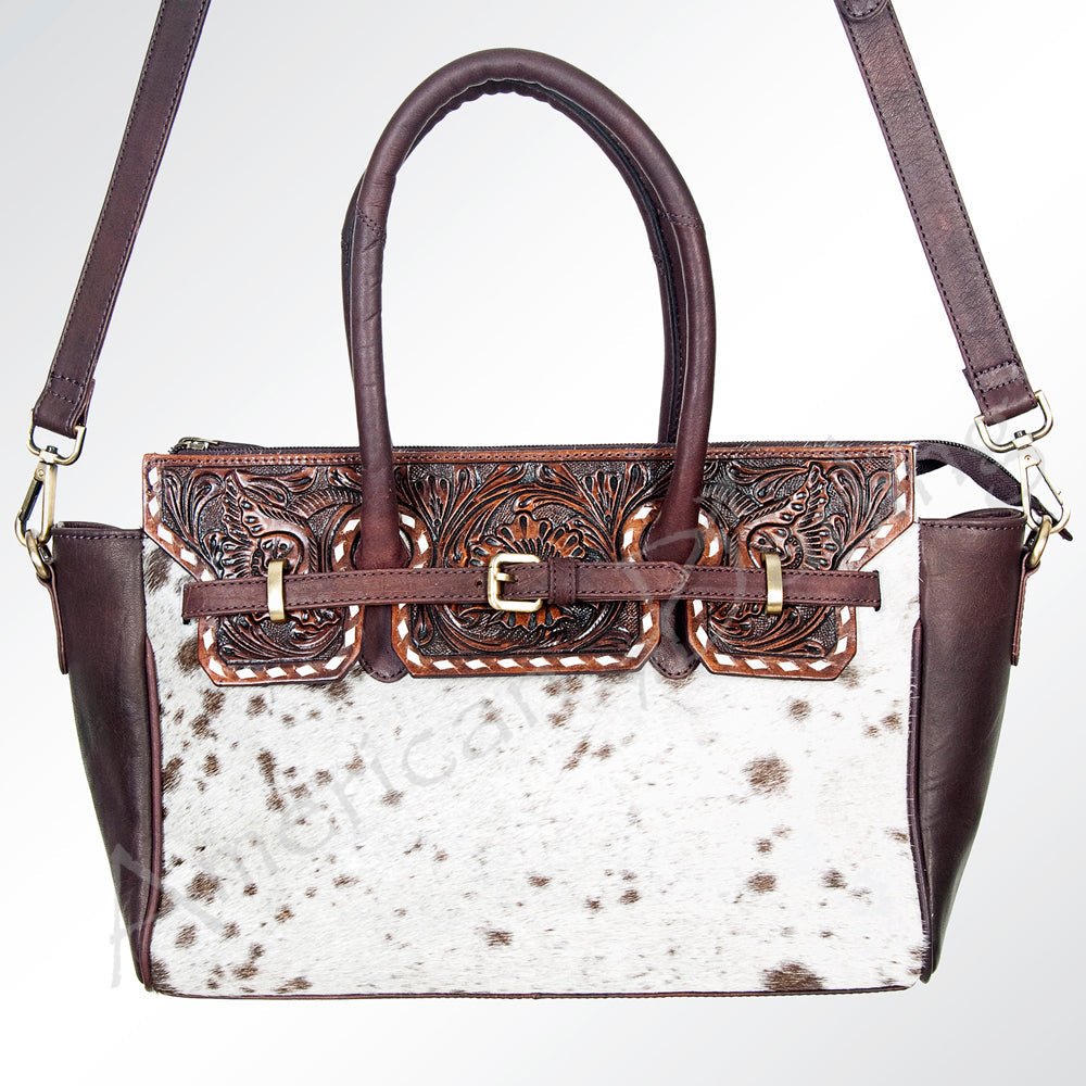 American Darling Tote Hand Tooled Hair-On Genuine Leather