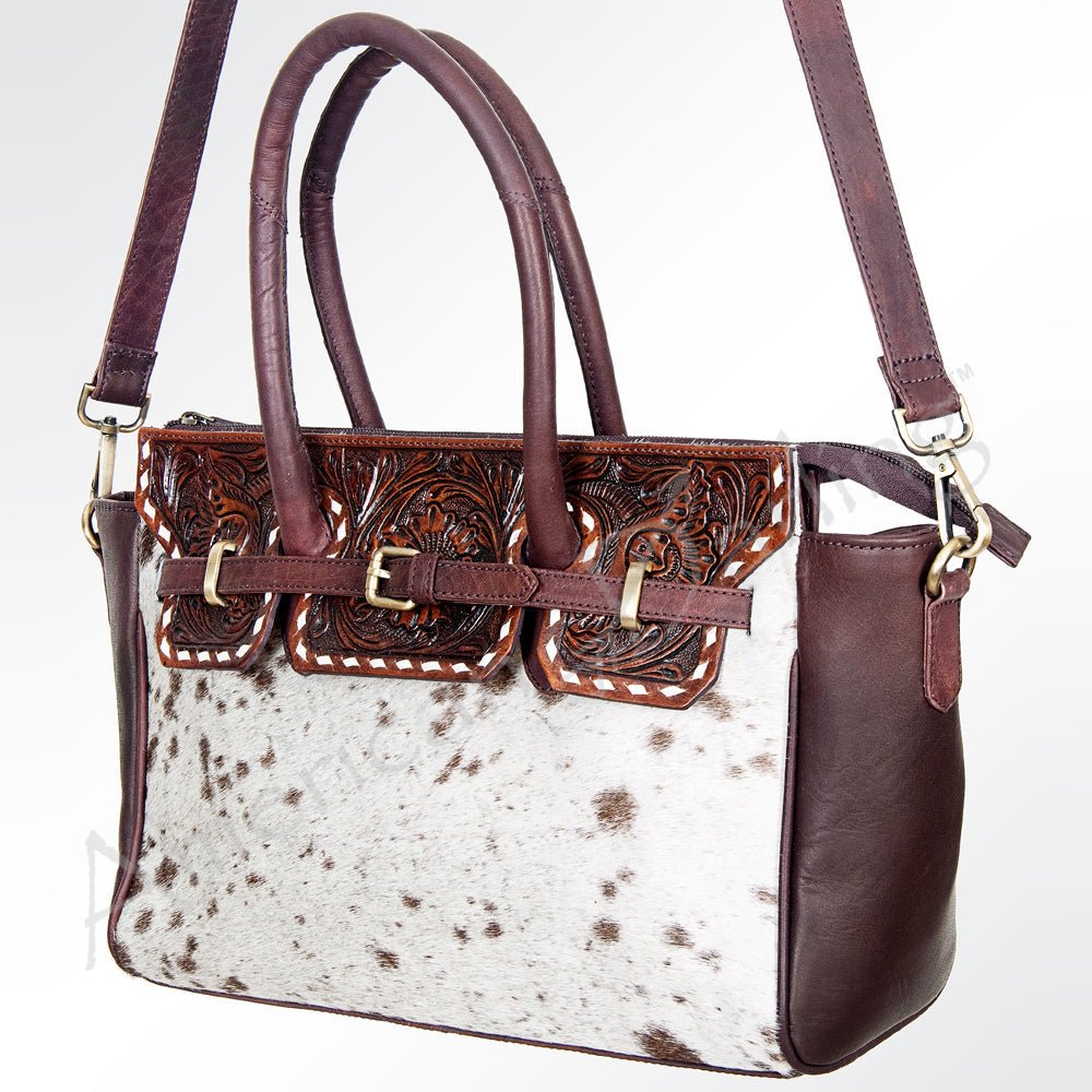 American Darling Tote Hand Tooled Hair-On Genuine Leather