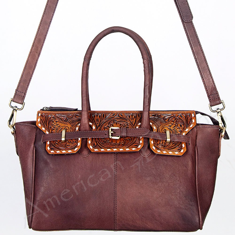 American Darling Tote Hand Tooled Hair-On Genuine Leather