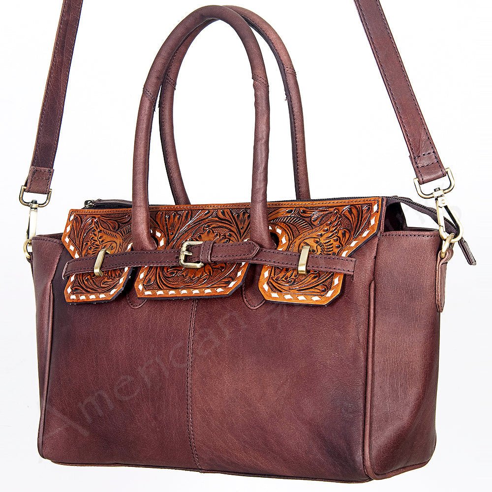 American Darling Tote Hand Tooled Hair-On Genuine Leather