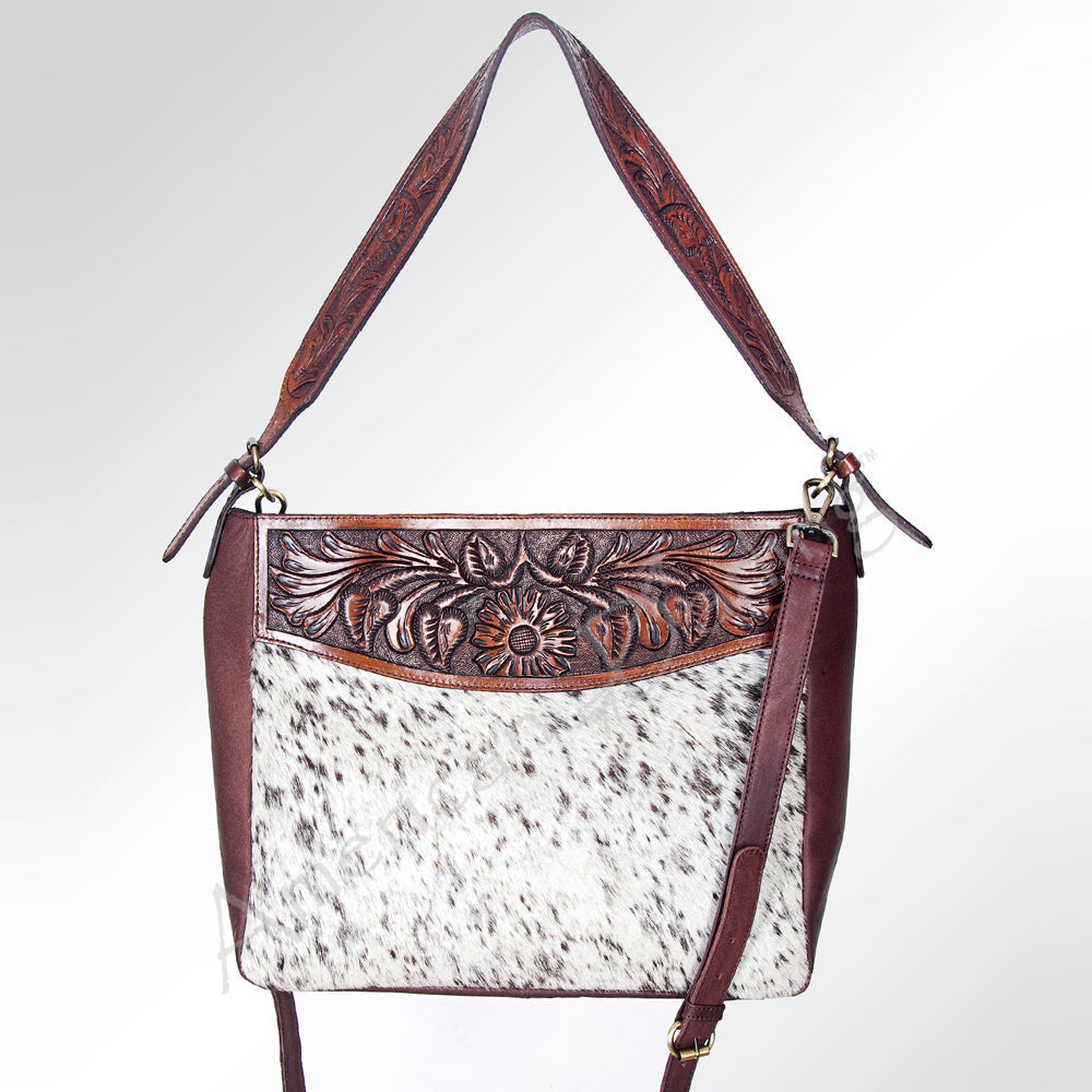 American Darling Hand-Tooled Hair-On Genuine Leather Tote