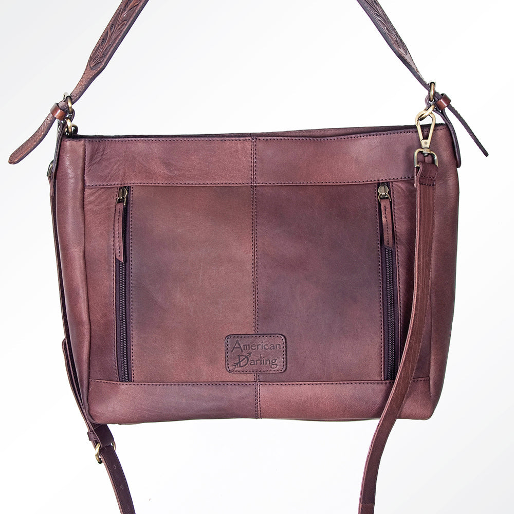 American Darling Hand-Tooled Hair-On Genuine Leather Tote