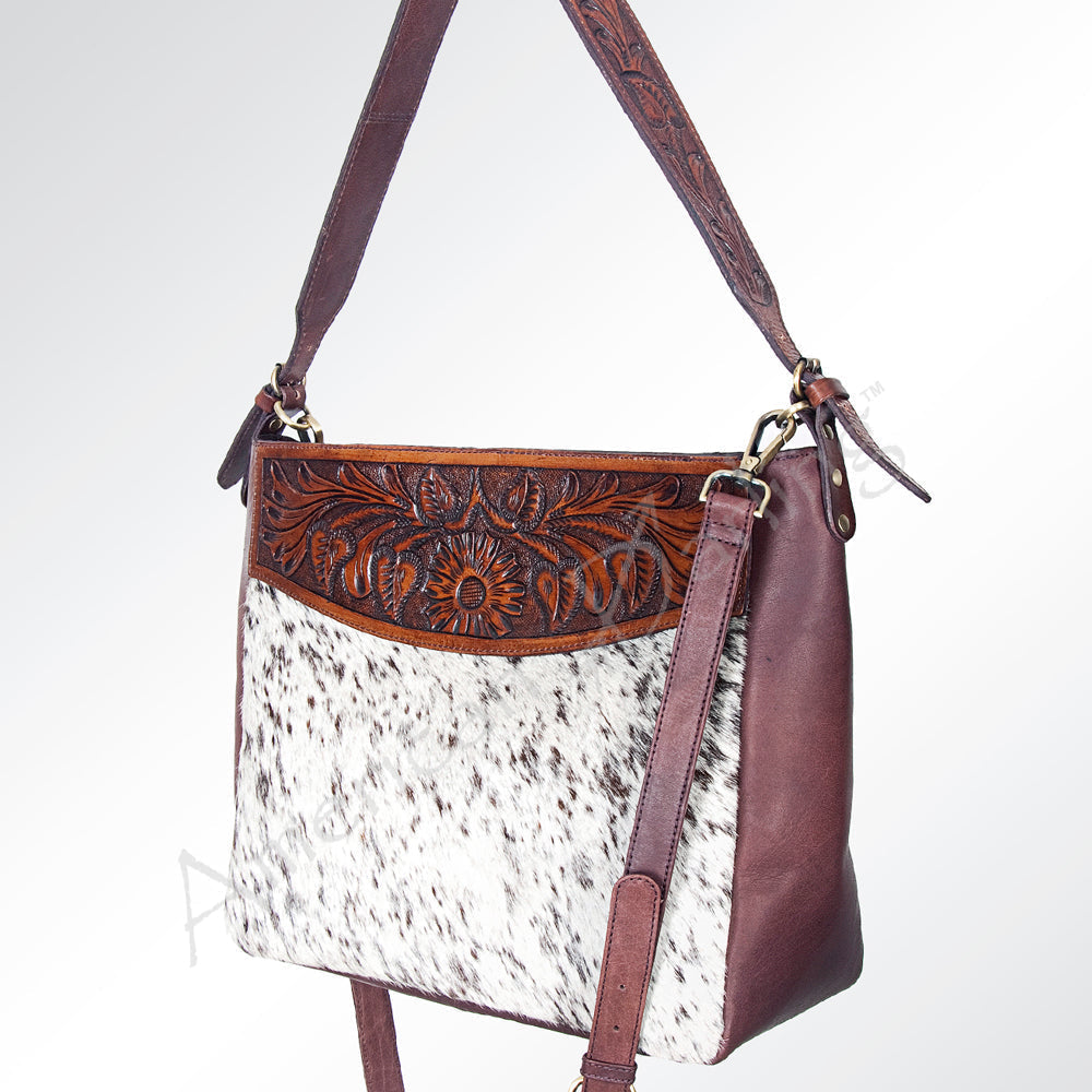 American Darling Hand-Tooled Hair-On Genuine Leather Tote