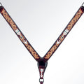 American Darling Western Horse Floral Breast Collor Genuine Leather Tan