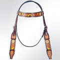 American Darling Western Horse Floral Headstall Genuine Leather Tan