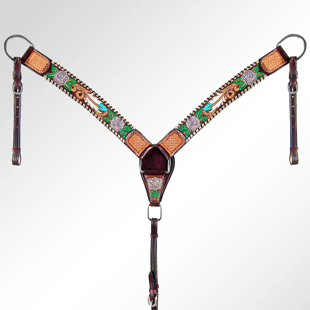 AMERICAN DARLING Western Horse Headstall Breast Collar Set American Leather